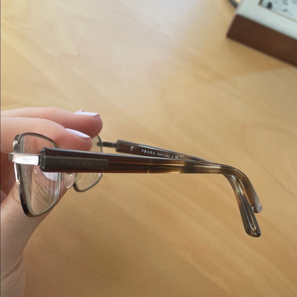Authentic Prada Lenses Rectangular Eyeglasses Adjustable Leopard - Picture 3 of 9